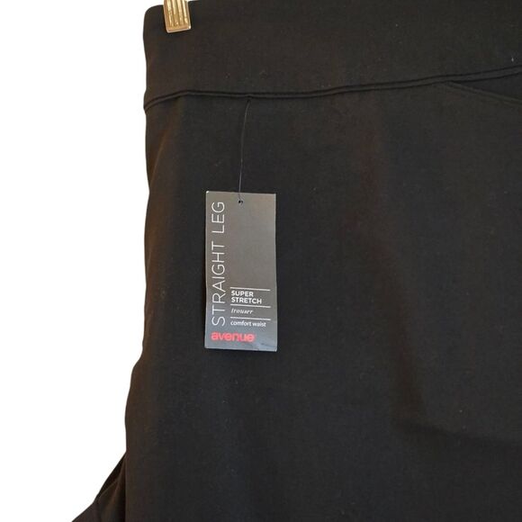 Avenue NWT Super Stretch Trouser Black Comfort Pants Straight Leg Size 28 - Picture 3 of 7